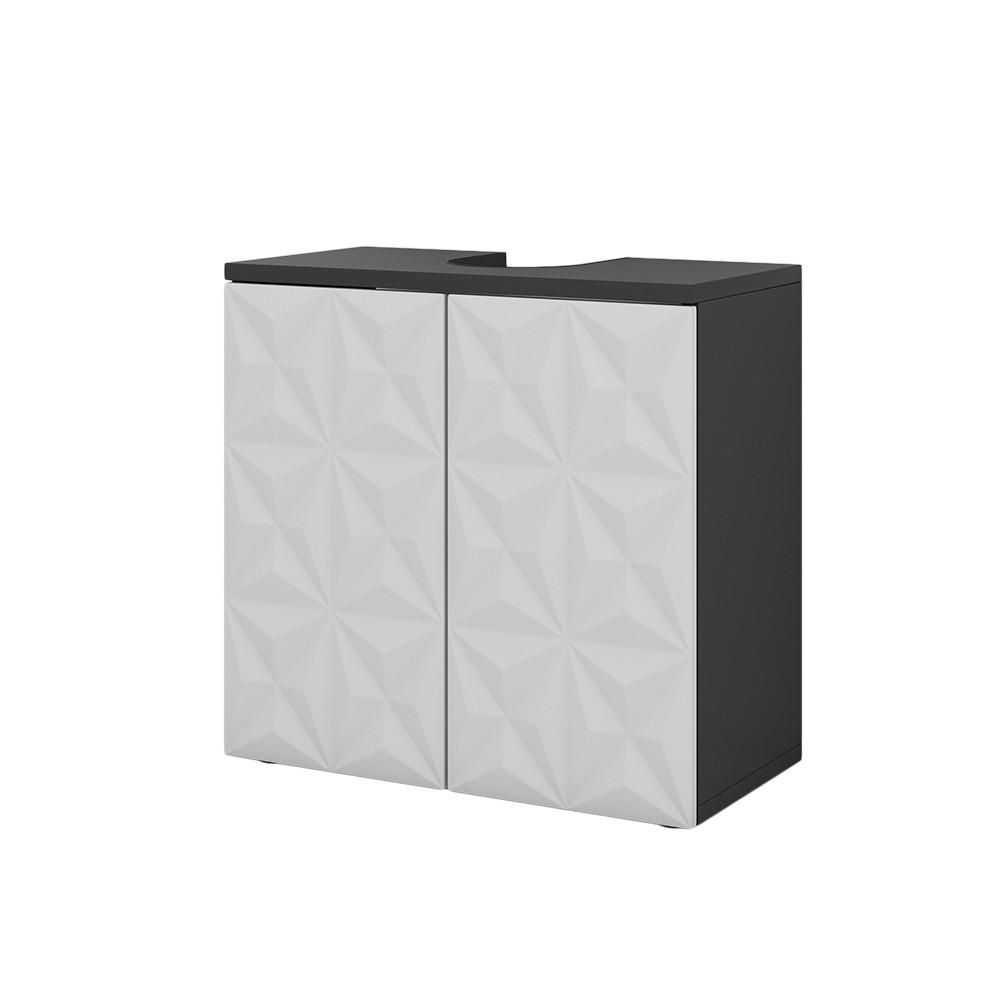 WASCHBECKENUNTERSCHRANK Edge Schwarz 60 x 57 cm mit 2 Türen - Schwarz, Holzwerkstoff (60/57/30cm) - Vicco