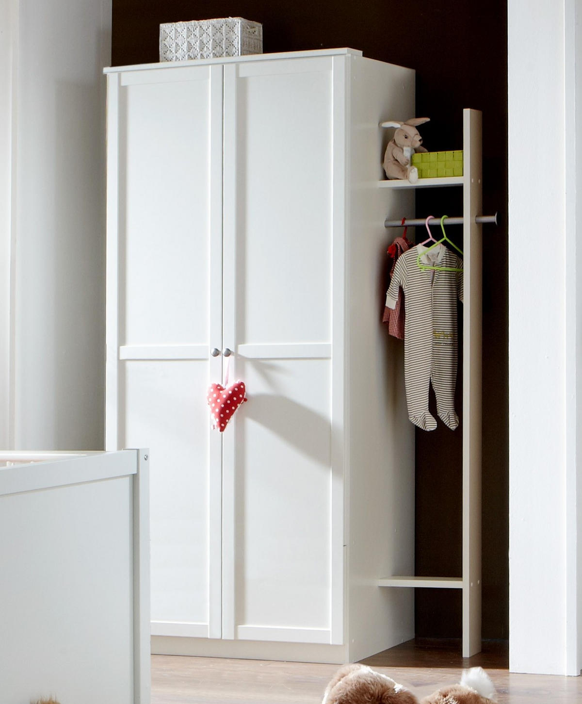 BABYZIMMER-ZUBEHÖR: Garderobe B32/H179/T12 cm, Landhausstil Weiß / 22800-06 - Weiß, Holzwerkstoff/Metall (32/179/12cm) - luma-home