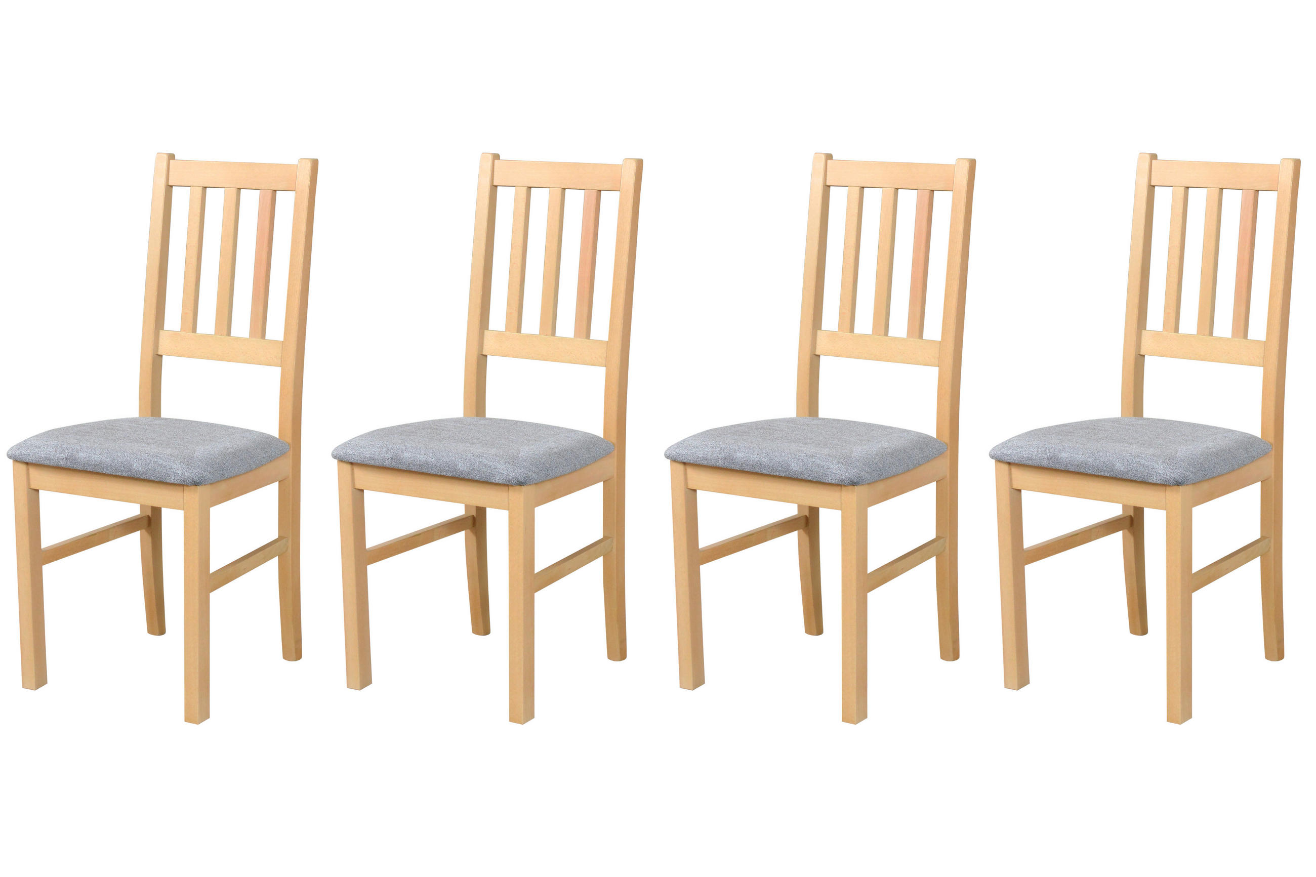 STUHL Bos 4 (4er Set) - Birkefarben/Zinkfarben, Holz (43/94/40cm) - Leaf Design