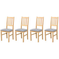 STUHL Bos 4 (4er Set) - Birkefarben/Zinkfarben, Holz (43/94/40cm) - Leaf Design