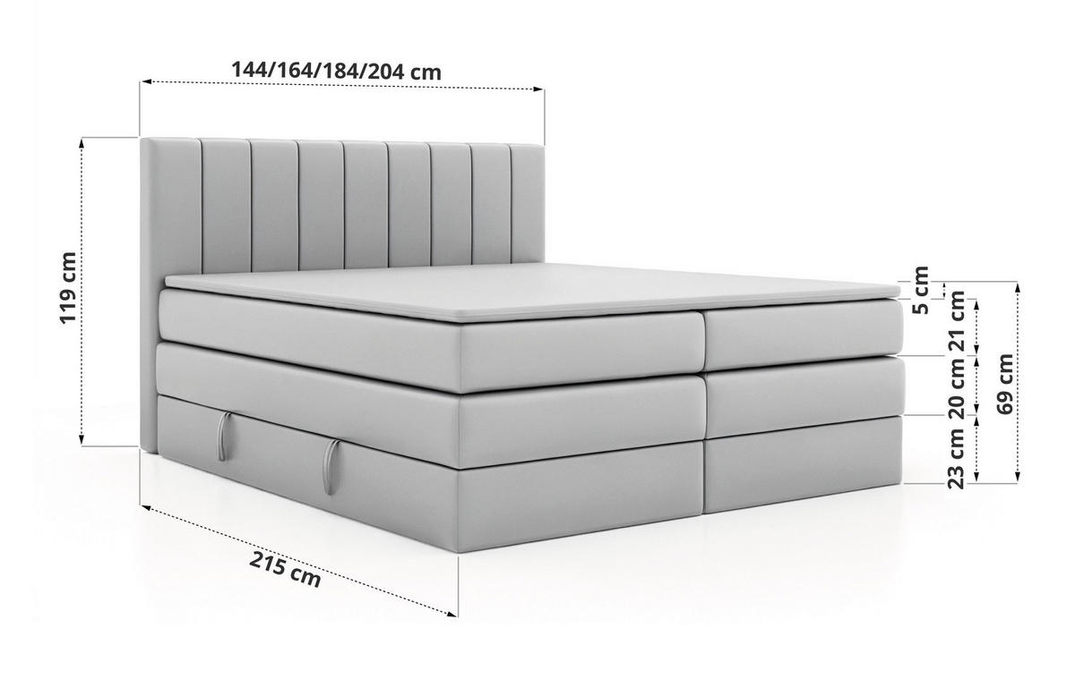BOXSPRINGBETT ALVER KING 200/200 - Dunkelgrau Velvet - H4 - Dunkelgrau, Textil (200/200cm) - MKS