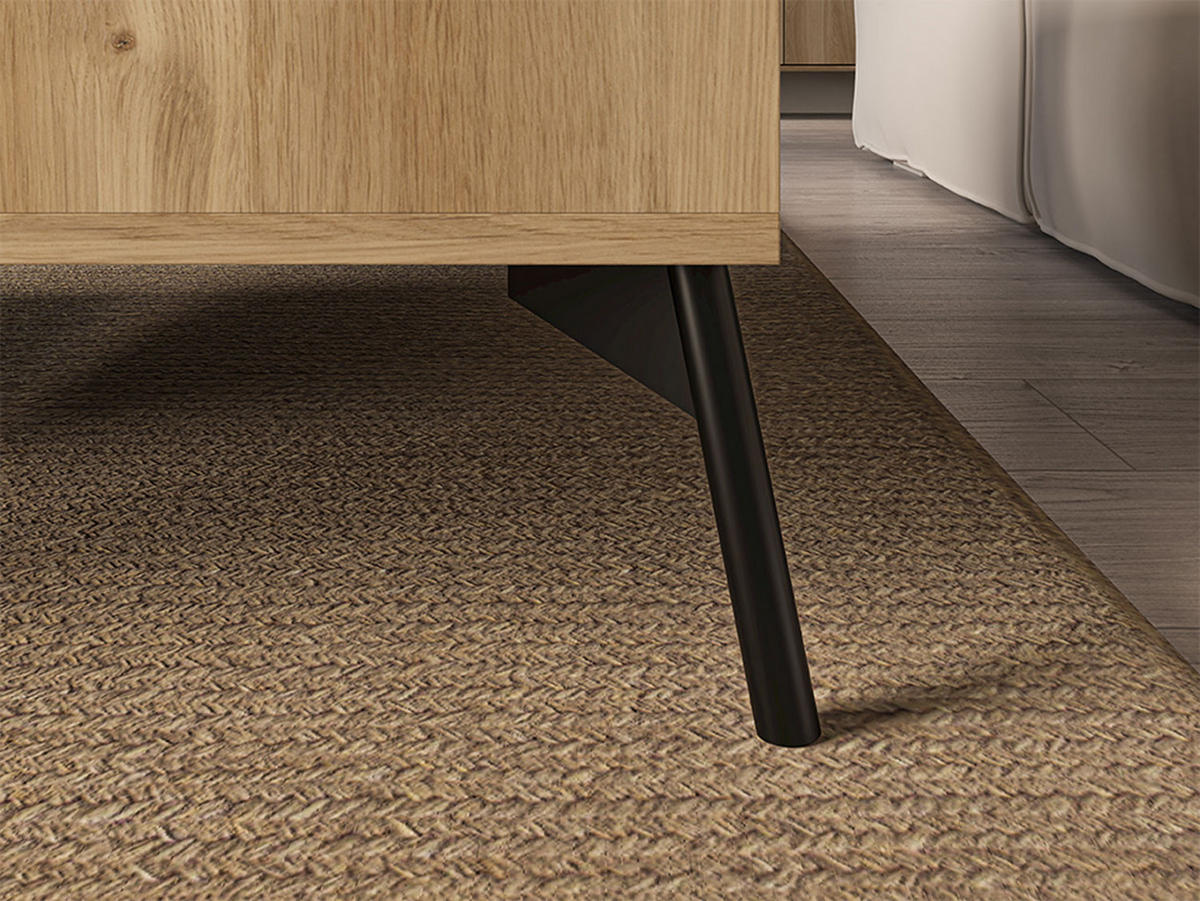 COUCHTISCH Agis Eiche castello / schwarz 100 / 60 / 48cm - Schwarz/Braun, Holzwerkstoff (60/100/48cm) - Feldmann-Wohnen