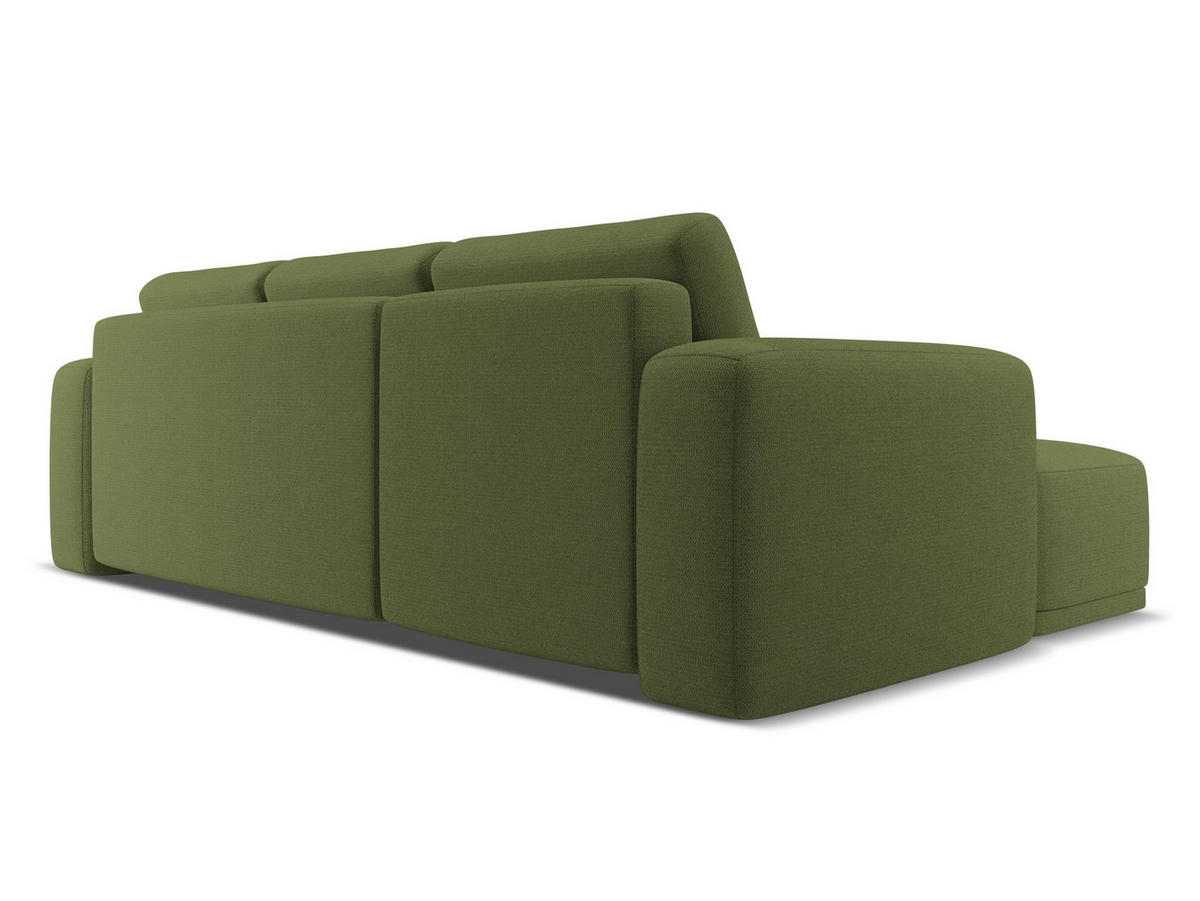 ECKSOFA mit Schlaffunktion Chenille Stoff Grün - Dunkelgrün/Schwarz, Kunststoff/Textil (160/258cm) - Makamii