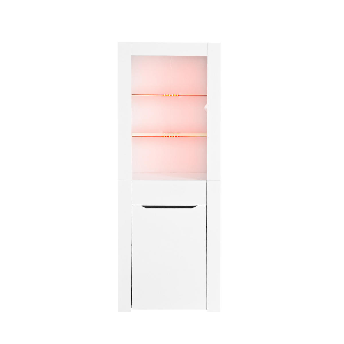 VITRINENSCHRANK aus Spanplatte 60x35,5x165 cm Weiß mit LED-Beleuchtung, App-Steuerung und Stauraum - Weiß, Holzwerkstoff (60/165/35.5cm) - Modfu
