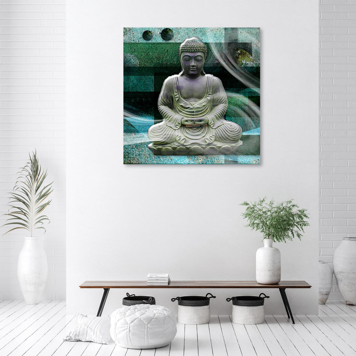 WANDBILD religiös grün - Grün, Textil (50/50cm) - Feeby