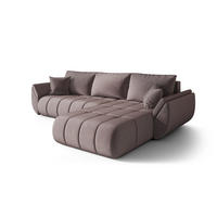 ECKSOFA SYDNEY PREMIUM rechts dunkelrosa Velours Monolith 62 - Schlaffunktion, Bettkasten - Pink, Textil (280/185cm) - Cornero