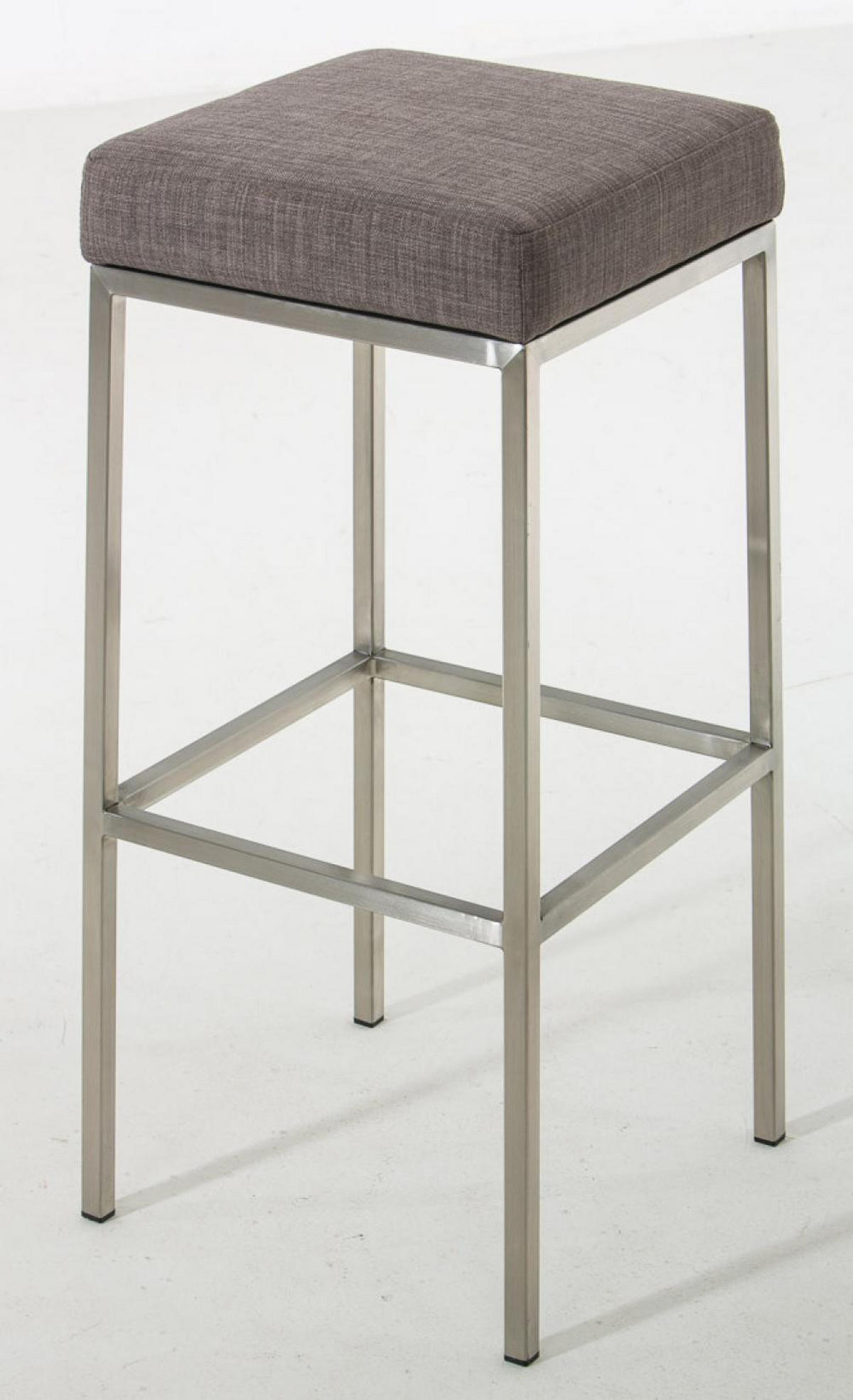 BARHOCKER 2er Set Stoff grau - Edelstahlfarben/Grau, Textil/Metall (37/85/37cm) - CLP