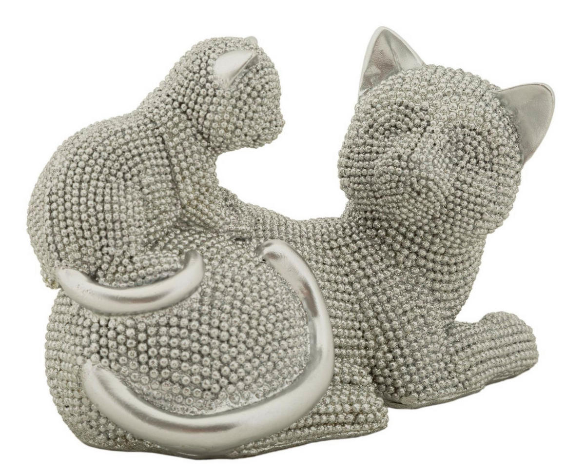 DEKOFIGUR Cat Sparky Kid, silberfarben, Polyresin, 19 x 9 x 13 cm, Motiv: Katze - Silberfarben, Kunststoff (19/13/9cm) - Mauro Ferretti