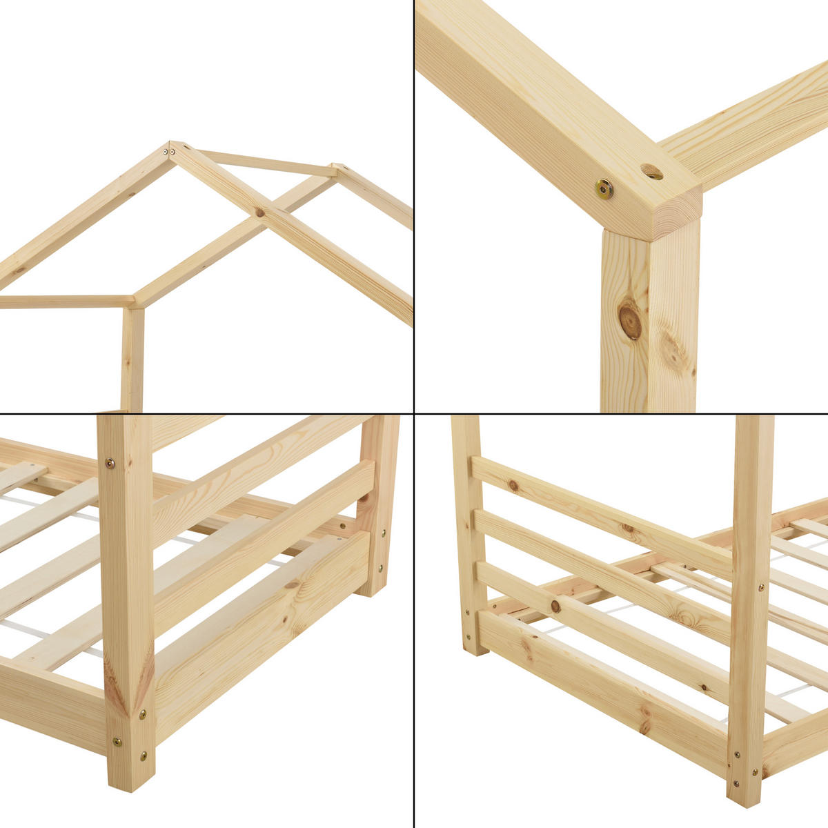 HAUSBETT Vardø - Naturfarben, Holz (80/160cm) - [en.casa]