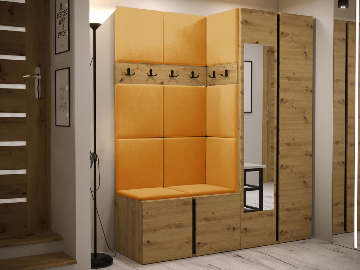 GARDEROBEN-SET Orion XII - Eiche Artisan/Orange, Holzwerkstoff/Kunststoff (158/186/46cm) - MIRJAN24