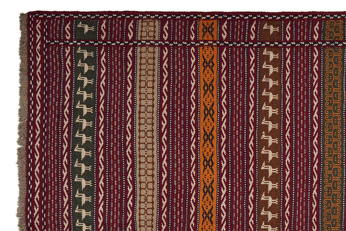 HANDWEBTEPPICH Kelim Kordi Violett 200/148 cm Schurwolle - Violett, Textil (148/200cm) - Looma