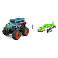 RC-MONSTERTRUCK Dino Grün Spielzeug LED Licht echter Rauch Fernbedienung aufladbarem Akku wechselbare Cover - Blau, Kunststoff (23/19/17cm) - Northpoint