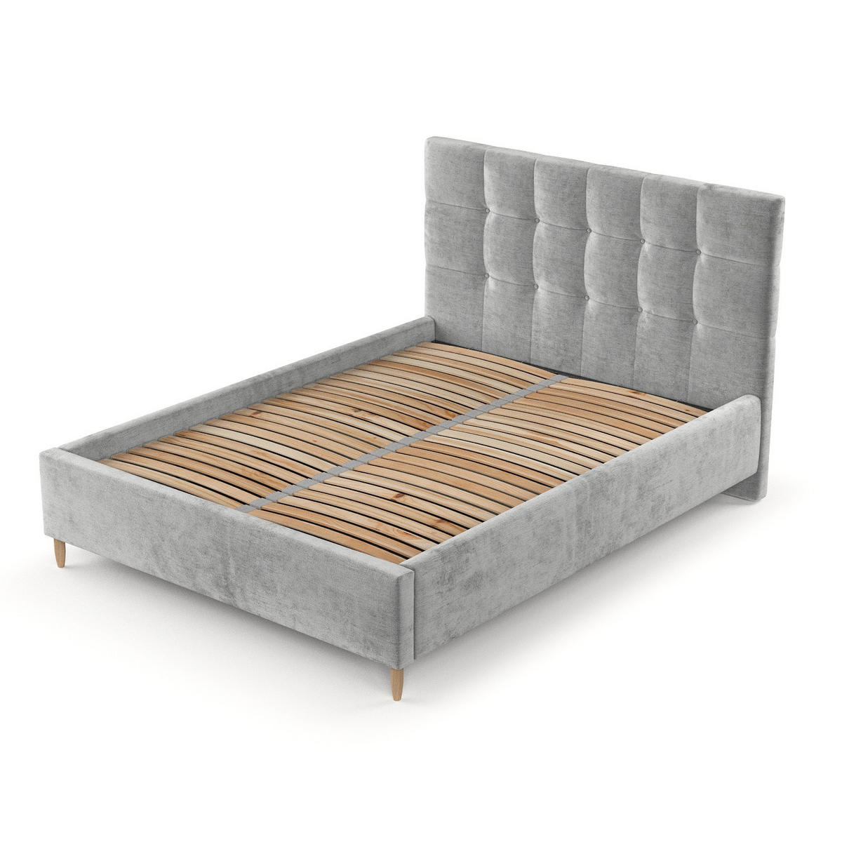 POLSTERBETT Cora 160/200 cm Hellgrau im Lotta Stoff - Hellgrau/Naturfarben, Holz/Holzwerkstoff (160/200cm) - AltaBeds