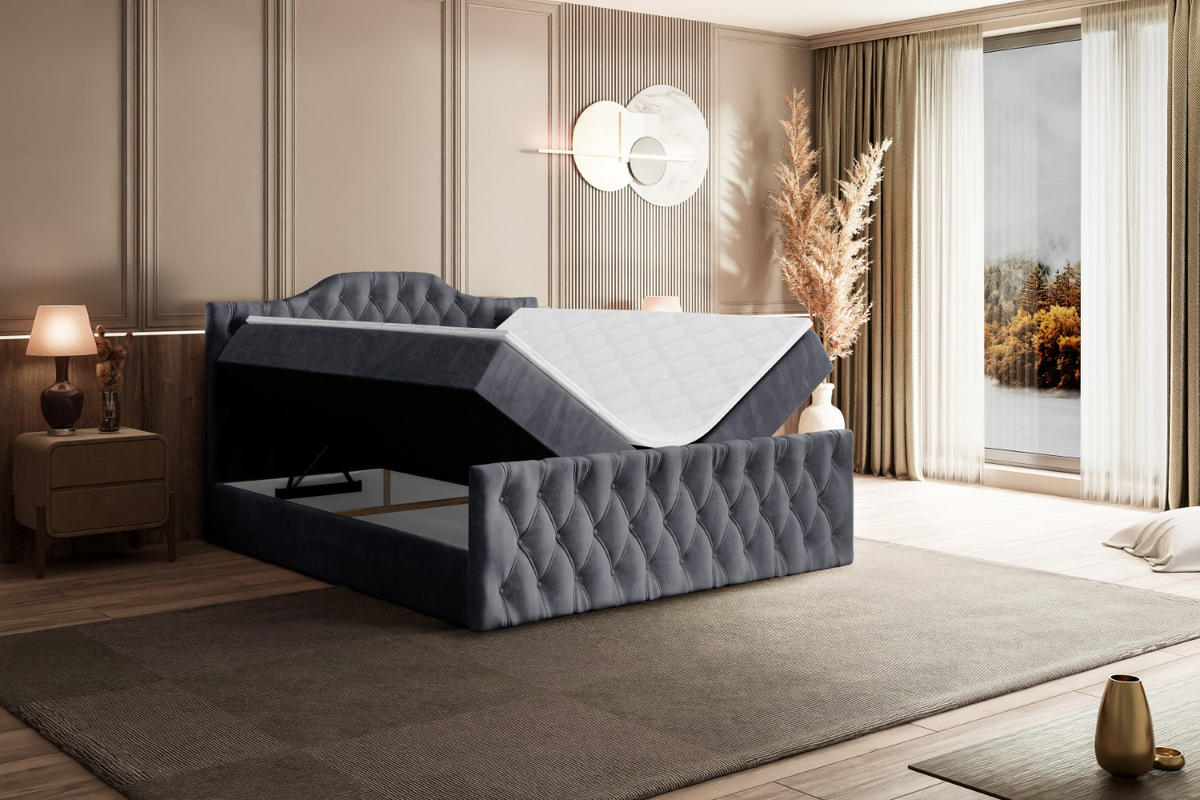 BOXBETT VILA-1-Z - 140x200 cm - H4 - Dunkelgrau - Dunkelgrau, Holzwerkstoff (140/200cm) - ALTDECOR
