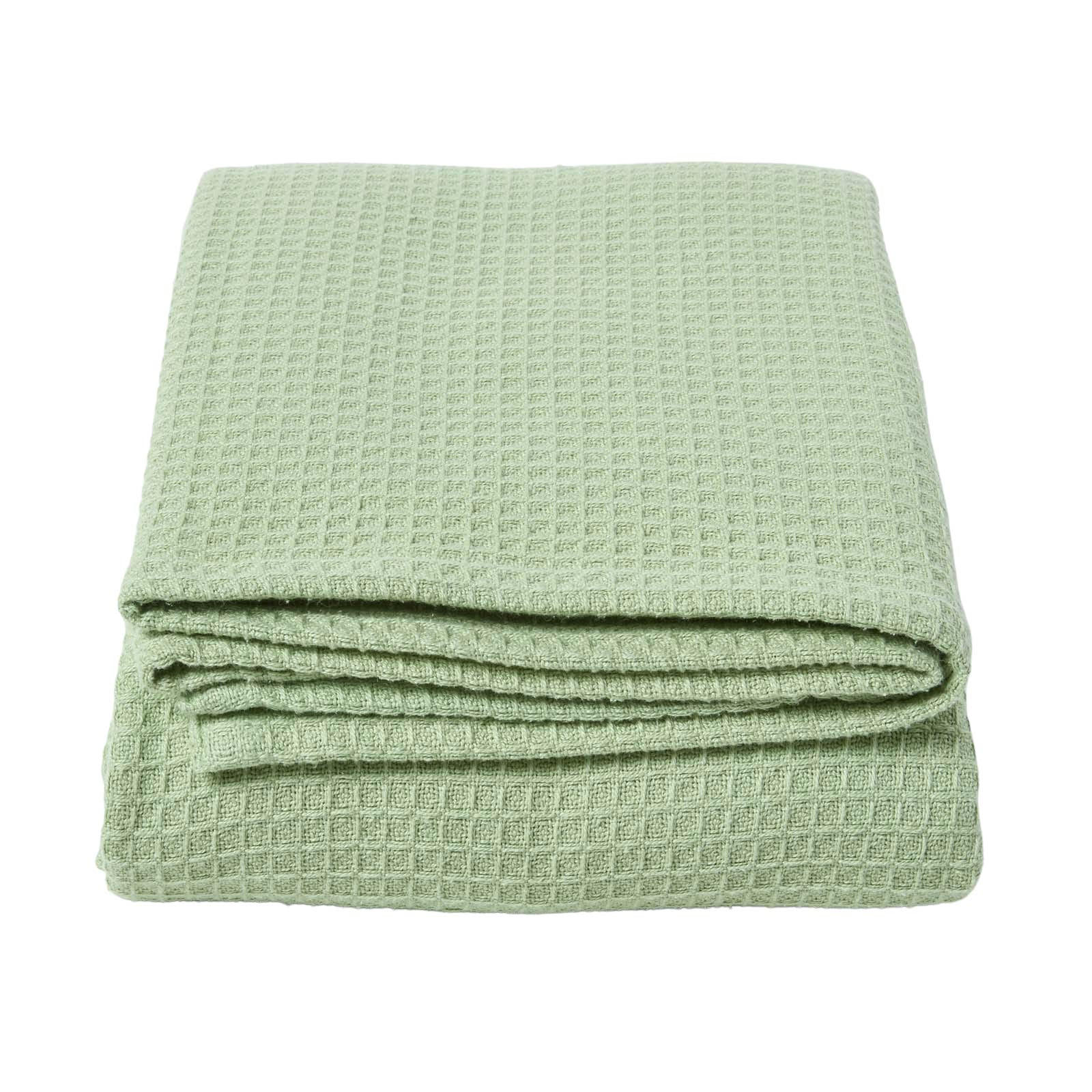 BIO-WOHNDECKE Waffelpiqué 230/230 cm - Grün, Textil (228/228cm) - Homescapes