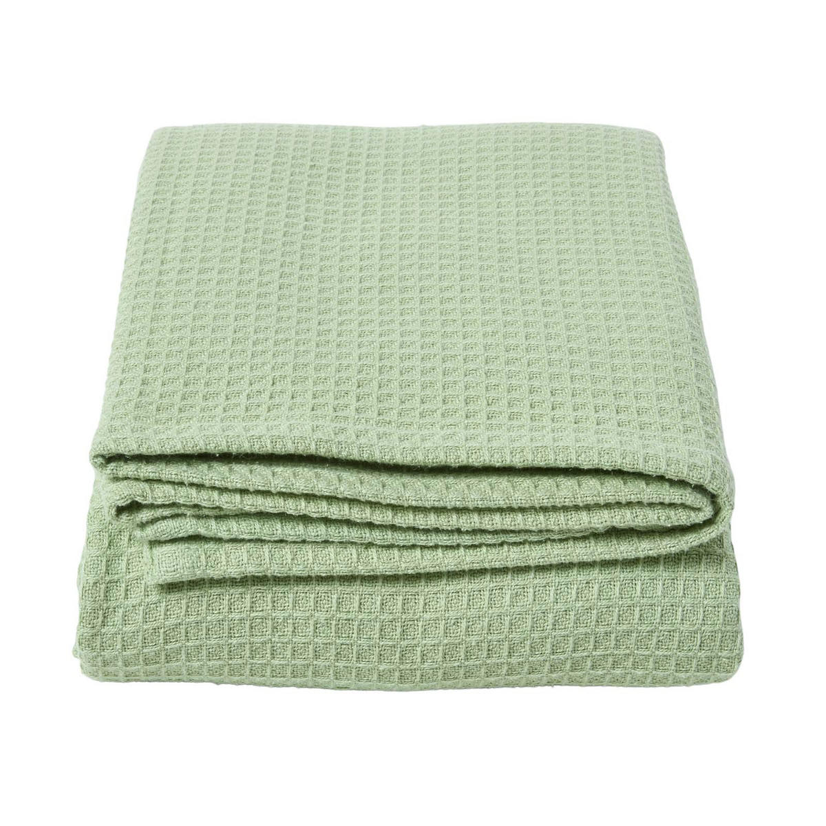 BIO-WOHNDECKE Waffelpiqué 230/230 cm - Grün, Textil (228/228cm) - Homescapes