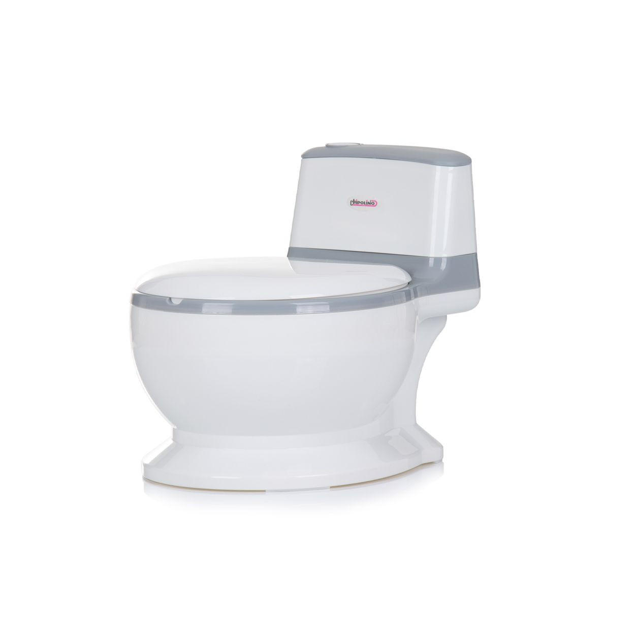 TÖPFCHEN Lux grau Musik bis 20 kg, Toilettenpapierfach, Behälter abnehmbar, Klappdeckel - Grau, Kunststoff (32/40cm) - Chipolino