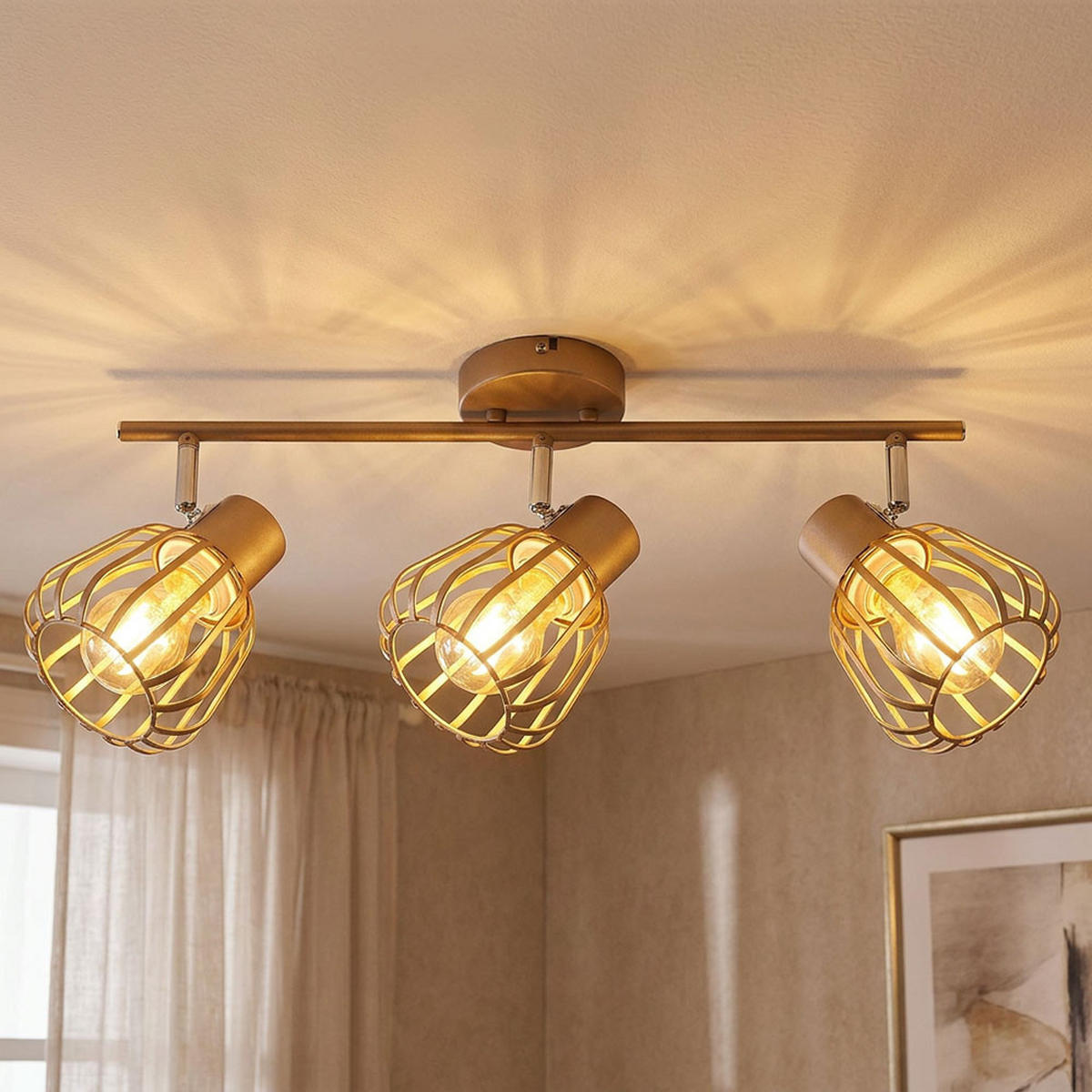LED DECKENLEUCHTE OLIN Metall Braun, 3-flammiger Spot - Braun, Glas (50/17.5/12.5cm) - Globo Lighting