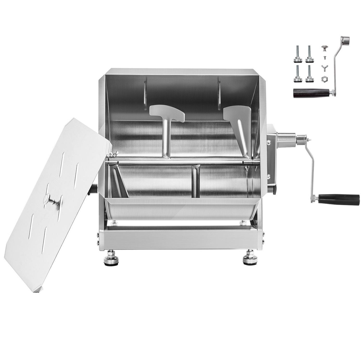 FLEISCHWOLF Manueller Fleischmischer 10L, KIPPBARER BEHÄLTER, Edelstahl - Silberfarben, Metall (28.01/40/45cm) - Rolipo