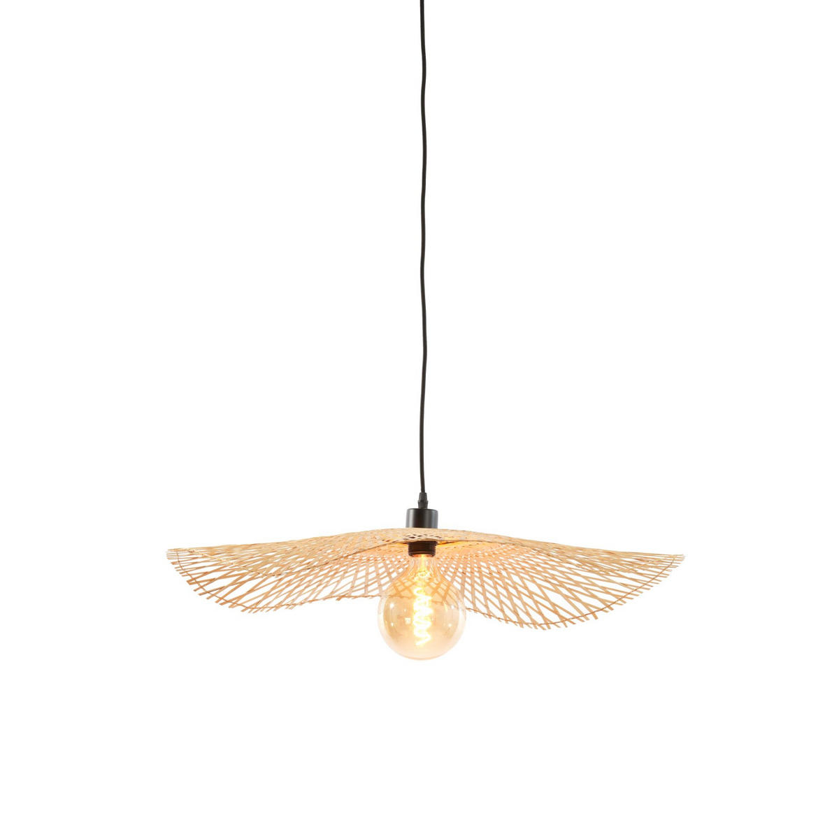 PENDELLEUCHTE Liene Bambus Natürlich 65/65/10 cm - Naturfarben, Holz (65/65/10cm) - Luqaza