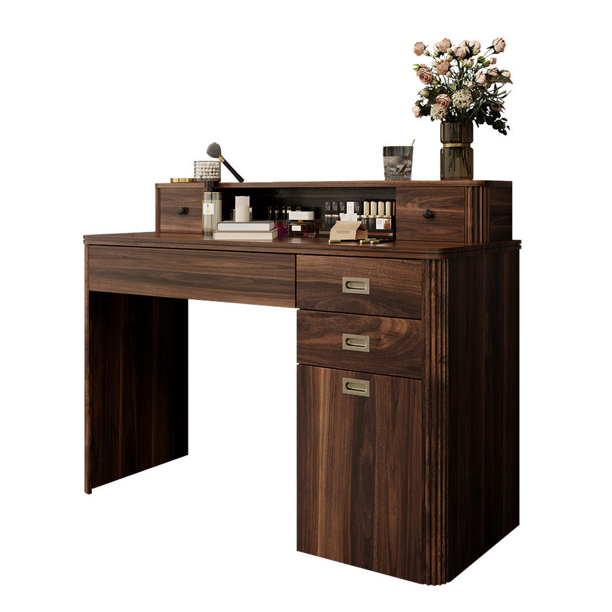 SCHMINKTISCH Neria Eiche rustikal 120 cm ohne Spiegel - Wildeiche, Holzwerkstoff (120/93.5/50cm) - Vicco