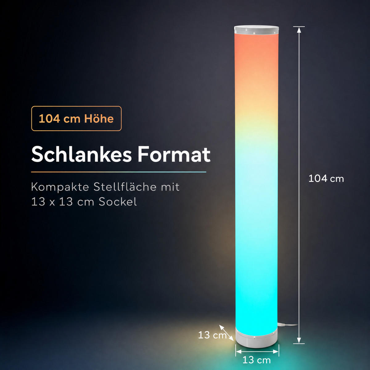 LED-DIGITALE-LICHTSÄULE - dimmbar mit Fernbedienung und RGB-Farbwechsel für modernes Ambiente - Weiß, Kunststoff (13/13/104cm) - Northpoint