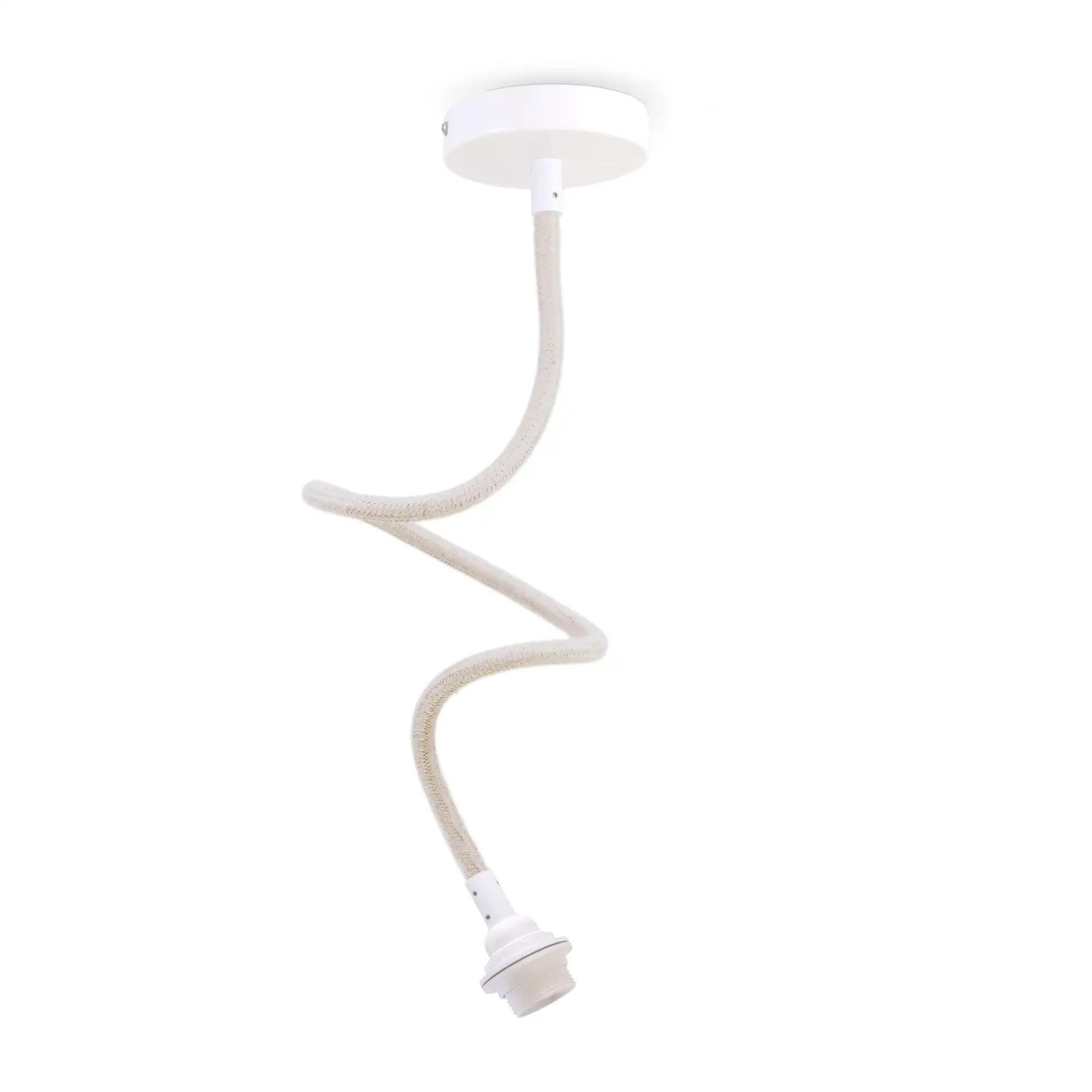 PENDELLEUCHTE TWIST 1 Flammig - Weiß, Naturmaterialien (90/12/90cm) - HOOPZI