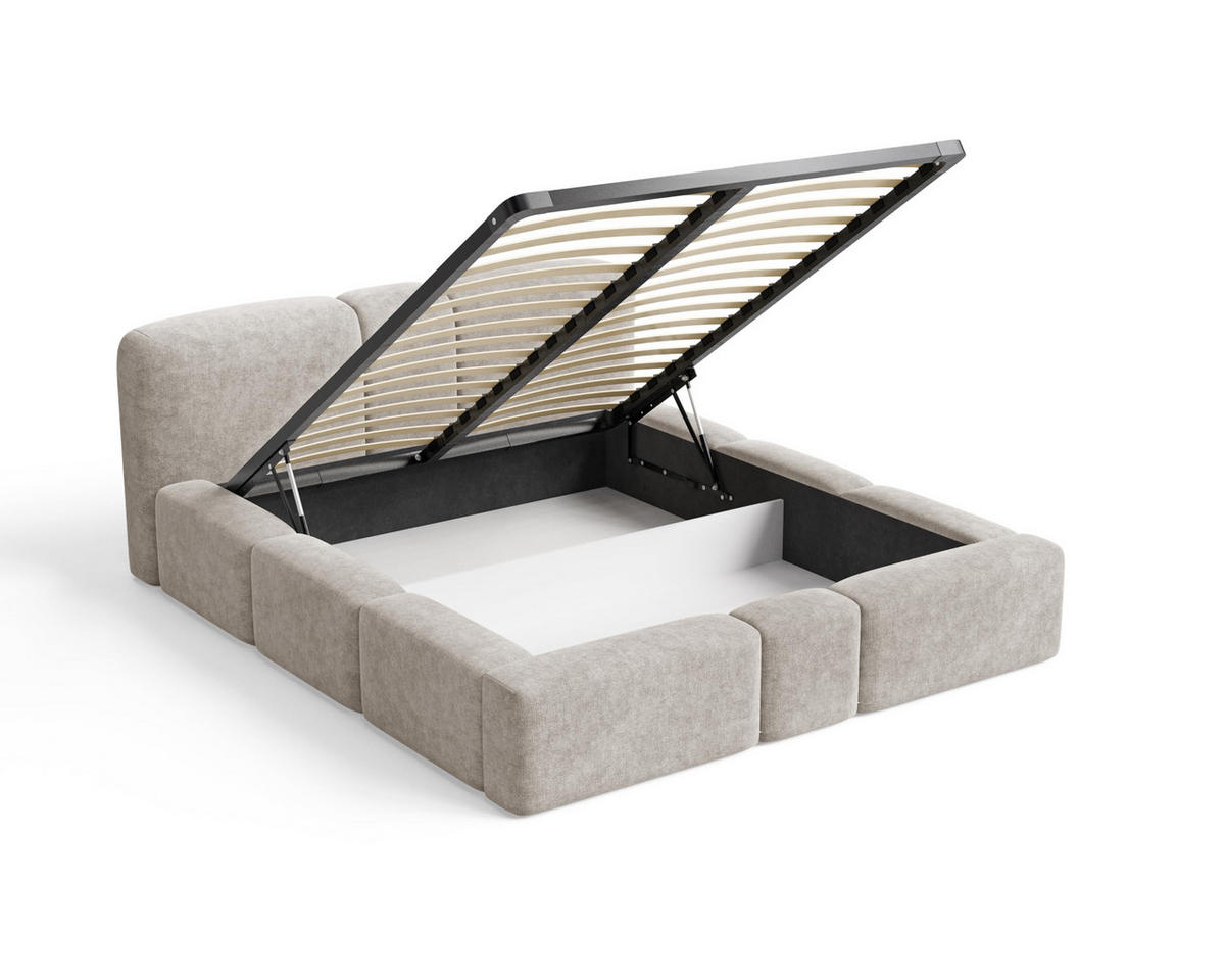 POLSTERBETT Monte160x200 cm- Bettkasten und Stauraum - Doppelbett mit Stabilem Metallrahmen - Grau - Grau, Holzwerkstoff (160/200cm) - Chilly