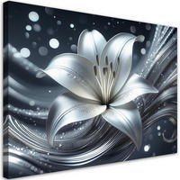 WANDBILD blume abstraktion silber - Silberfarben, Textil (60/40cm) - Feeby