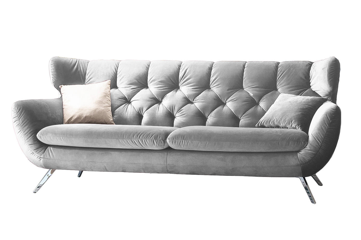 SOFA CHARME Silber Velvet - Silberfarben, Textil/Metall (175/94/95cm) - KAWOLA