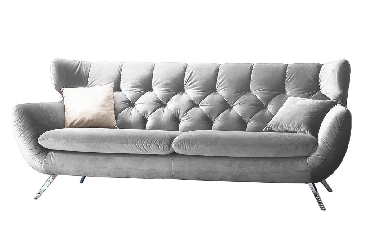 SOFA CHARME Silber Velvet - Silberfarben, Textil/Metall (175/94/95cm) - KAWOLA