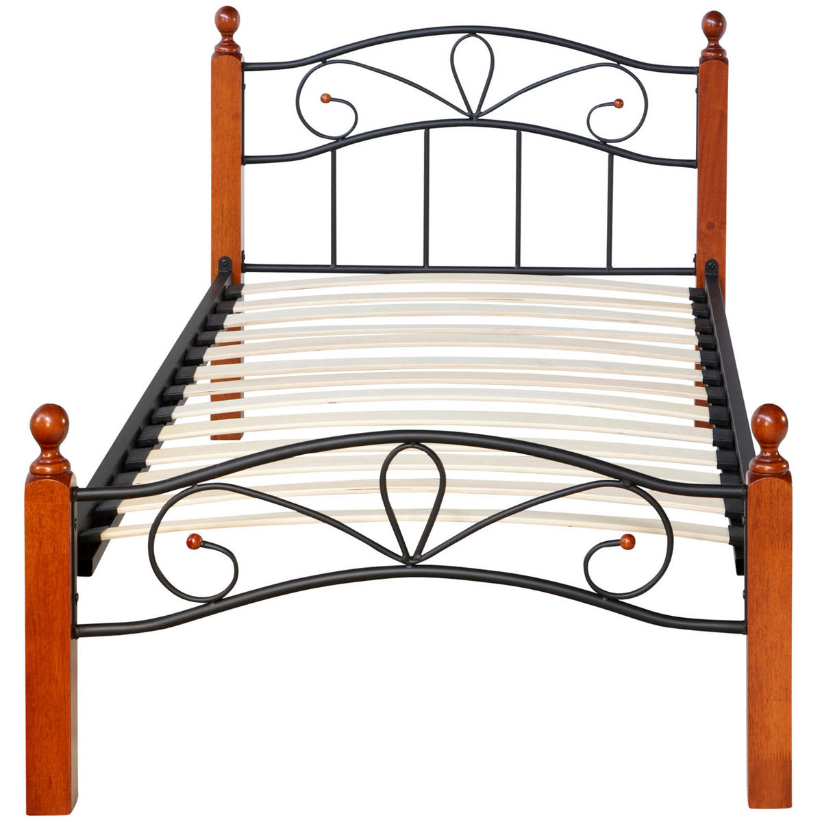 METALLBETT 90/200 cm Schwarz Braun - Schwarz/Braun, Holz/Metall (90/200cm) - Homestyle4u