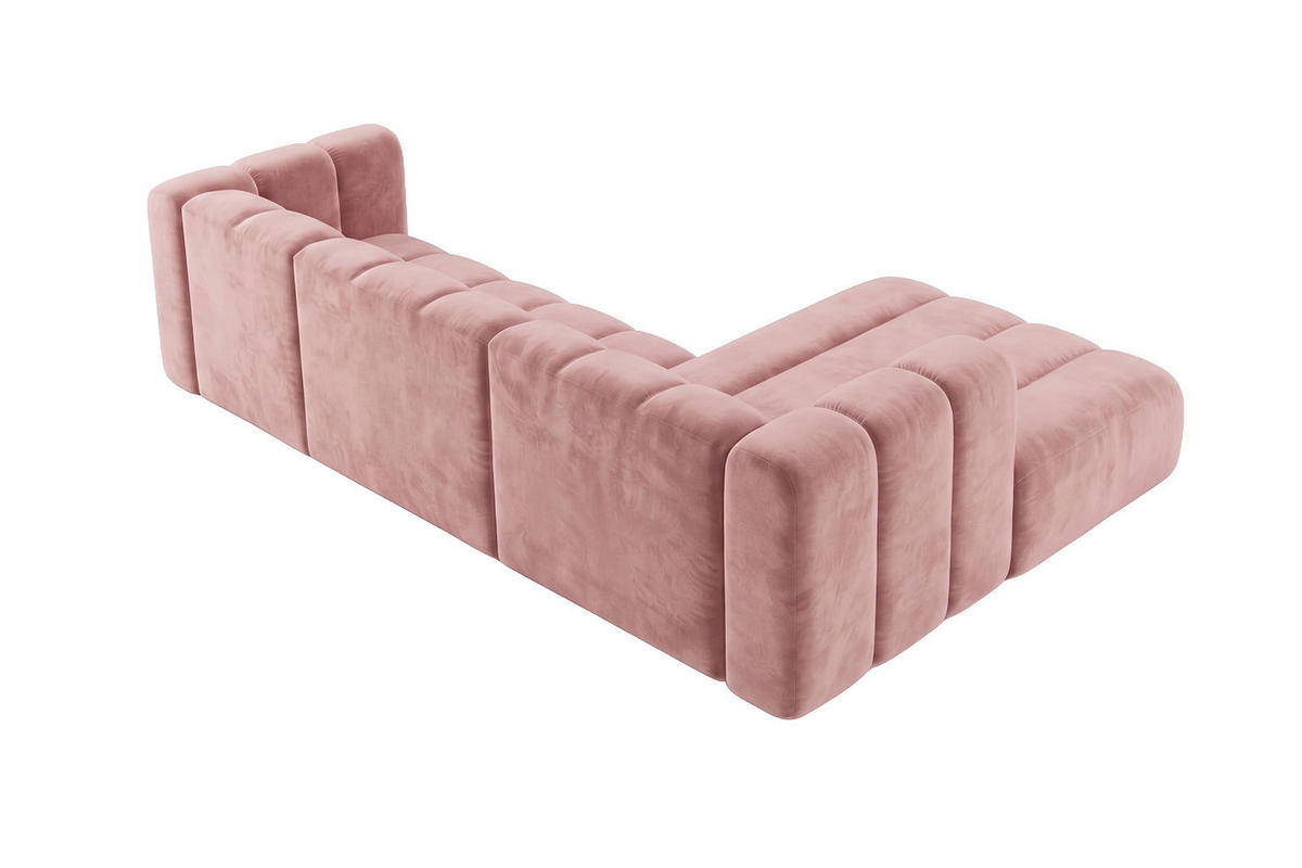 ECKSOFA Modulares In L-Form, Velvet-Stoff Riviera, Hellrosa, Rechts, GRAND 287 cm - Hellrosa, Holz (287/179cm) - Kaiser Möbel