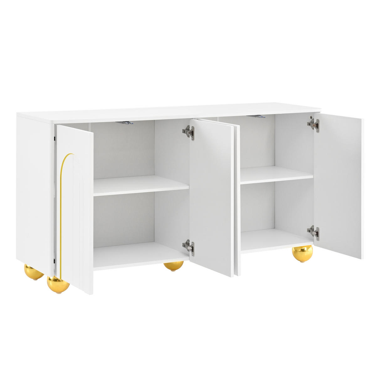 SIDEBOARD DE-37537 140/40/74 cm mit 4 Türen Weiß - Weiß, Holzwerkstoff (140/74/40cm) - ComfortXL