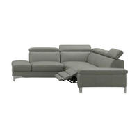 ECKSOFA Talisman Echtleder mit 1 x Relaxfunktion Perlgrau - Hellgrau, Leder/Metall (224/271cm)