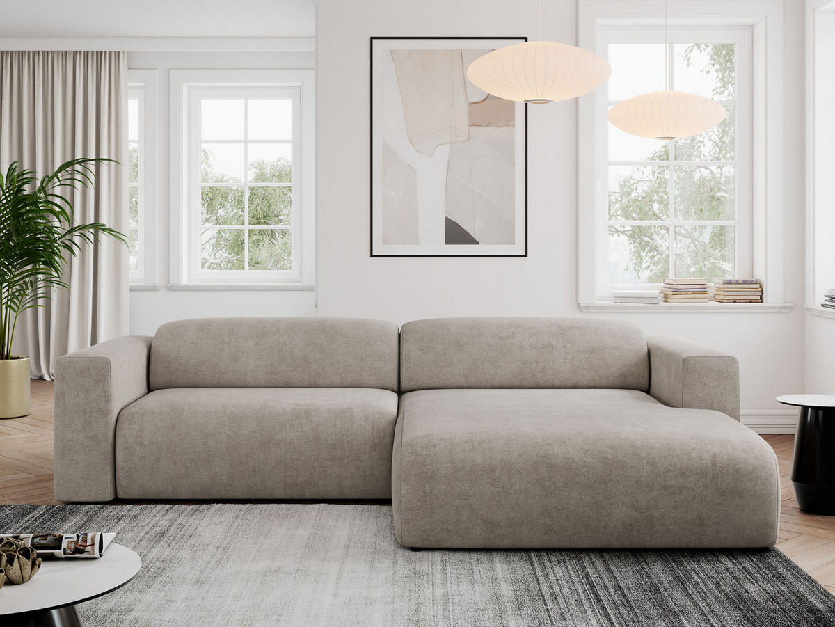 ECKSOFA PASADENA Beige Struktur - Rechts Seite - Beige/Schwarz, Kunststoff/Textil (180/288cm) - MKS