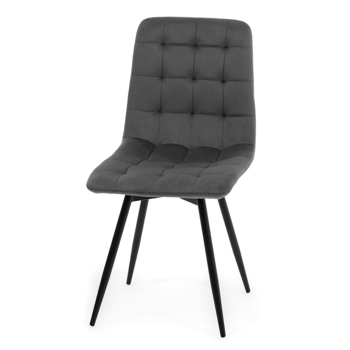 STUHL ARCO drehbar gepolstert mit Steppung - grau - Samt Velours - Schwarz/Grau, Textil/Metall (46/90/51cm) - NEW HOME