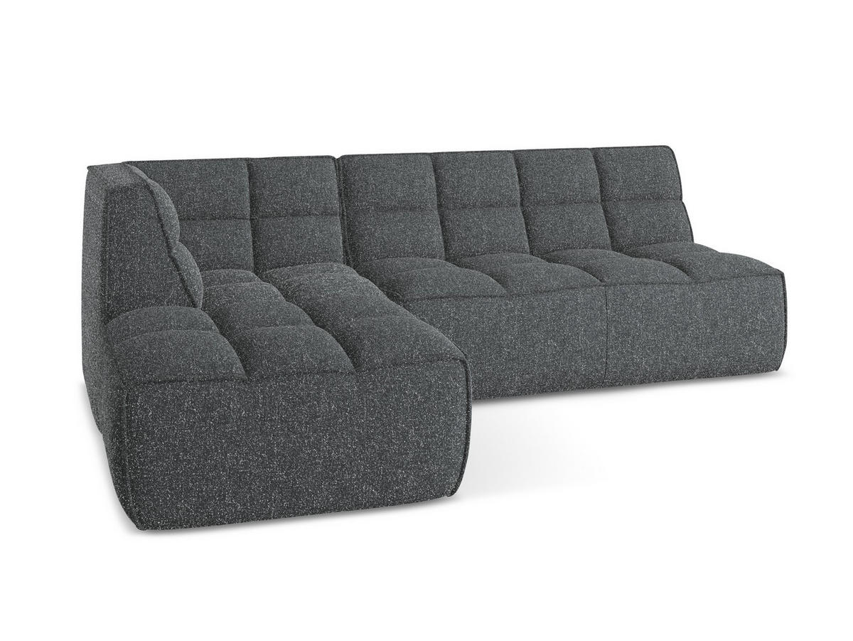 ECKSOFA Beidseitig Strukturstoff Stoff Grau - Schwarz/Graphitfarben, Kunststoff/Textil (258/178cm) - Makamii