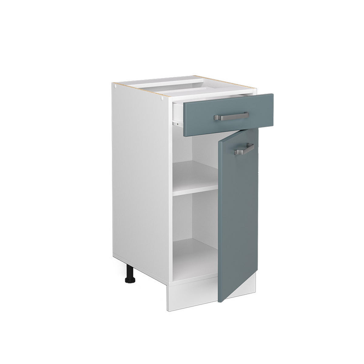 KÜCHENUNTERSCHRANK R-Line Blau-Grau 40 cm, AP Eiche - Blaugrau/Weiß, Holzwerkstoff (40/81.6/60cm) - Vicco