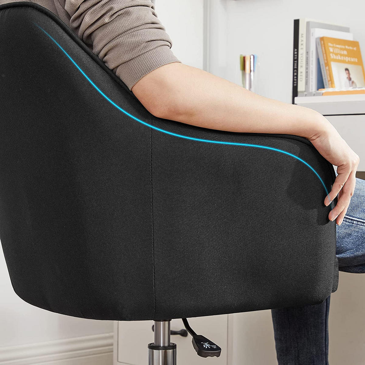 BÜROSTUHL SCHREIBTISCHSTUHL - Schwarz, Leder (69/93/65cm) - Hansiro