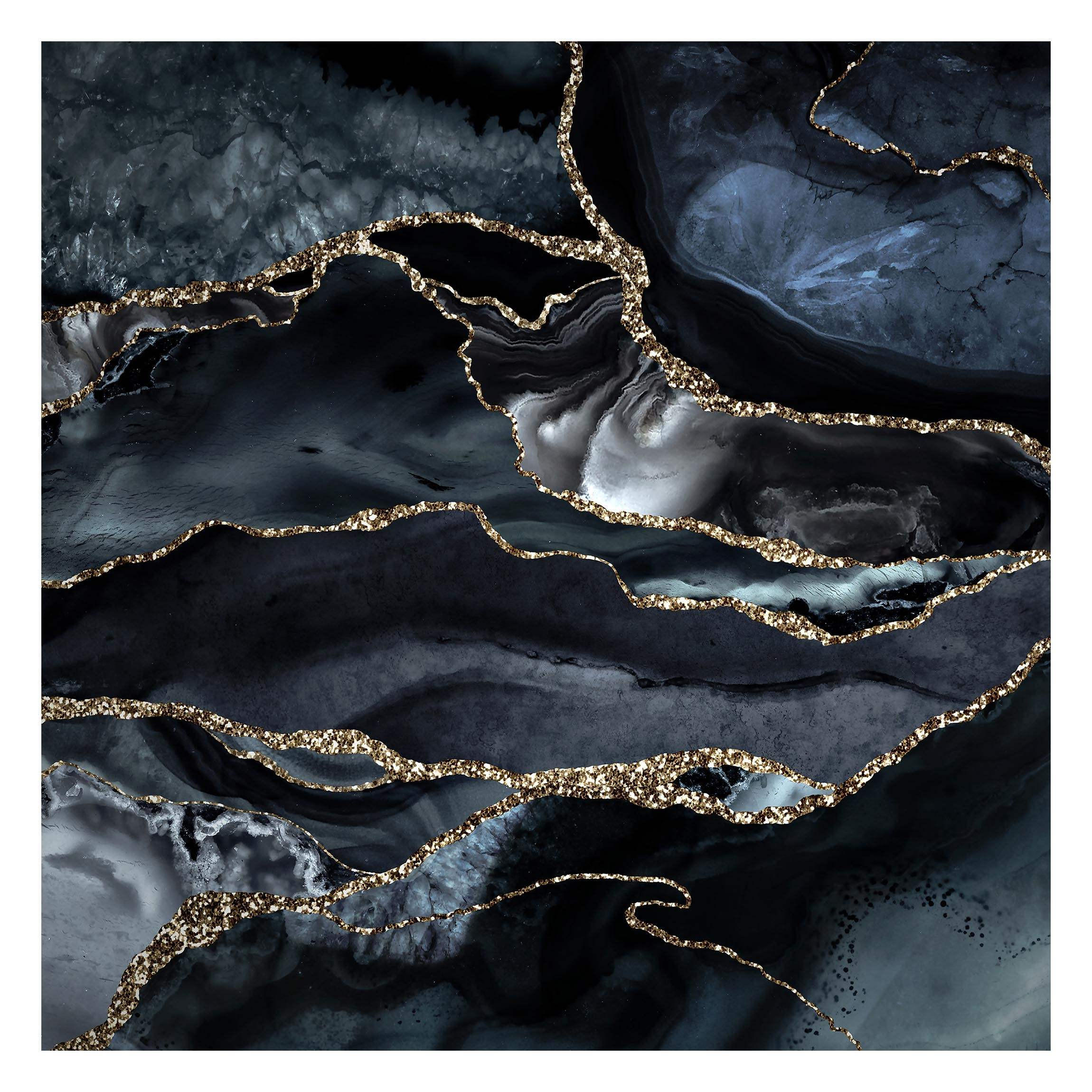 FOTOTAPETE Schwarz mit Glitzer Gold 192/192 cm - Schwarz, Papier (192/192cm) - Bilderwelten