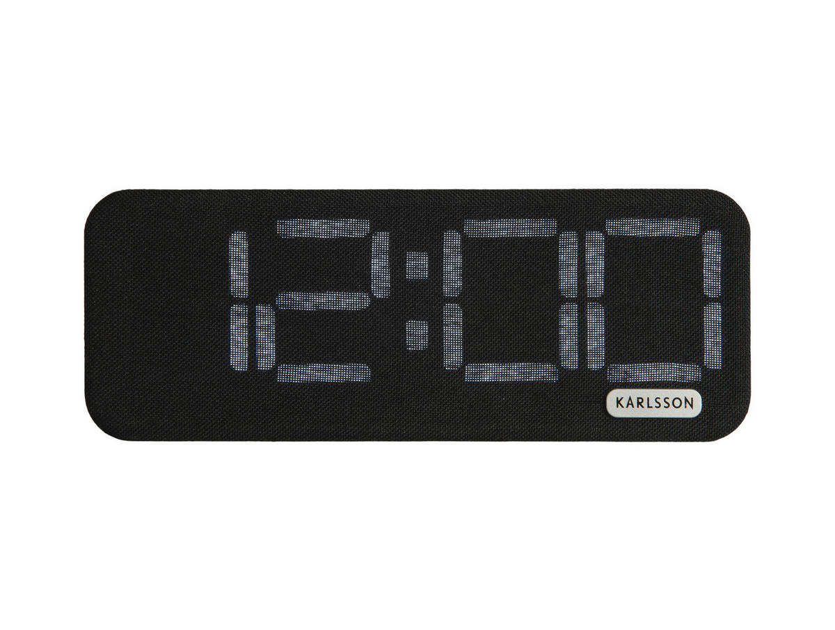 WECKER Roanne LED - Schwarz - 17,6/6,6 cm - Schwarz, Kunststoff/Textil (17.6/6/17cm) - Karlsson
