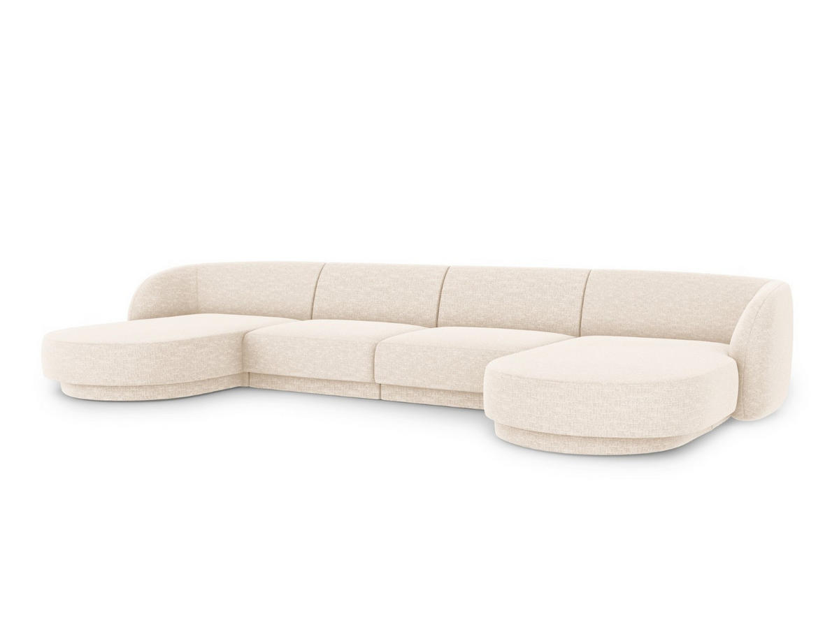 PANORAMASOFA Miley aus Chenille-Stoff leichtes beige 5 Sitzplätze - Creme, Textil (156/70/330cm) - Micadoni