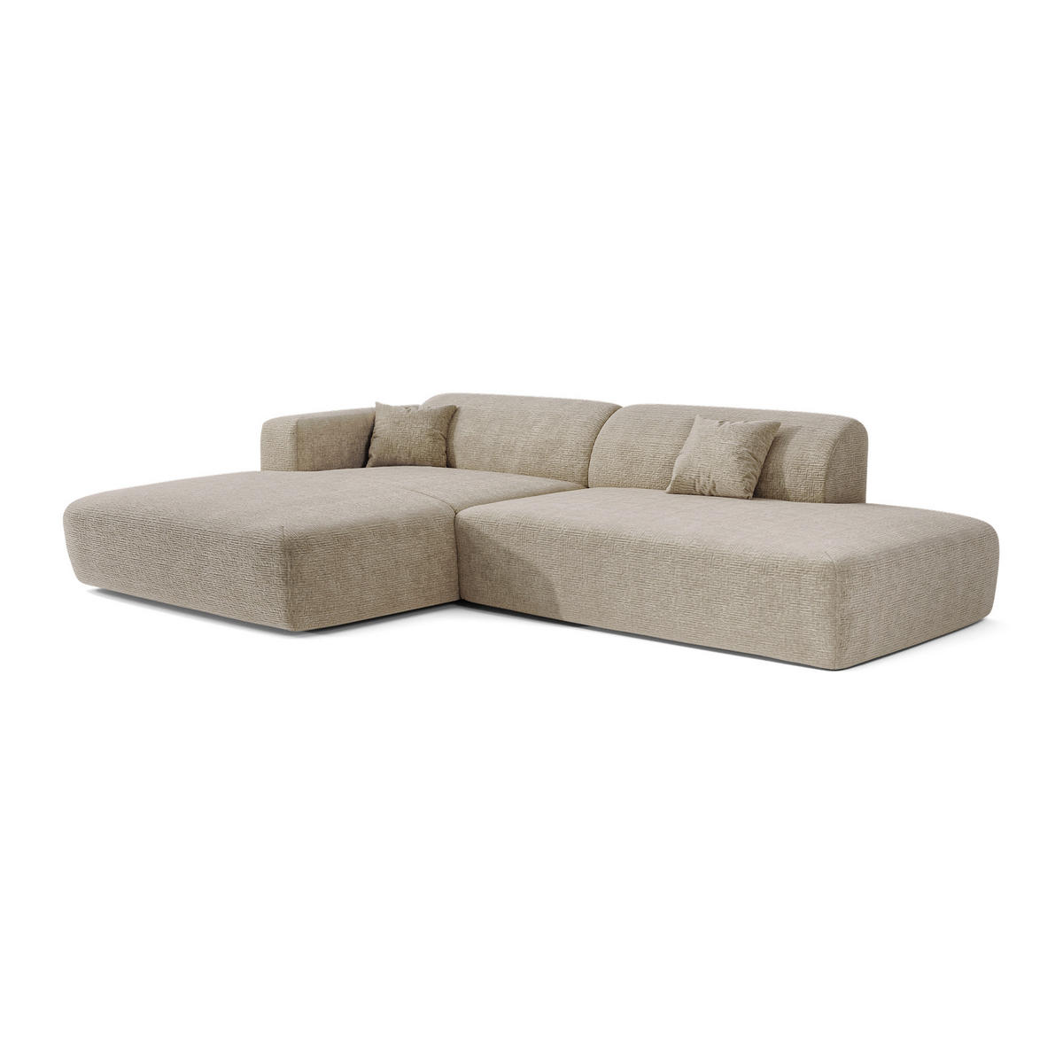ECKSOFA LINKS Gemusterter Samt Beige 310cm - Beige, Textil (96/300cm) - Sia Home