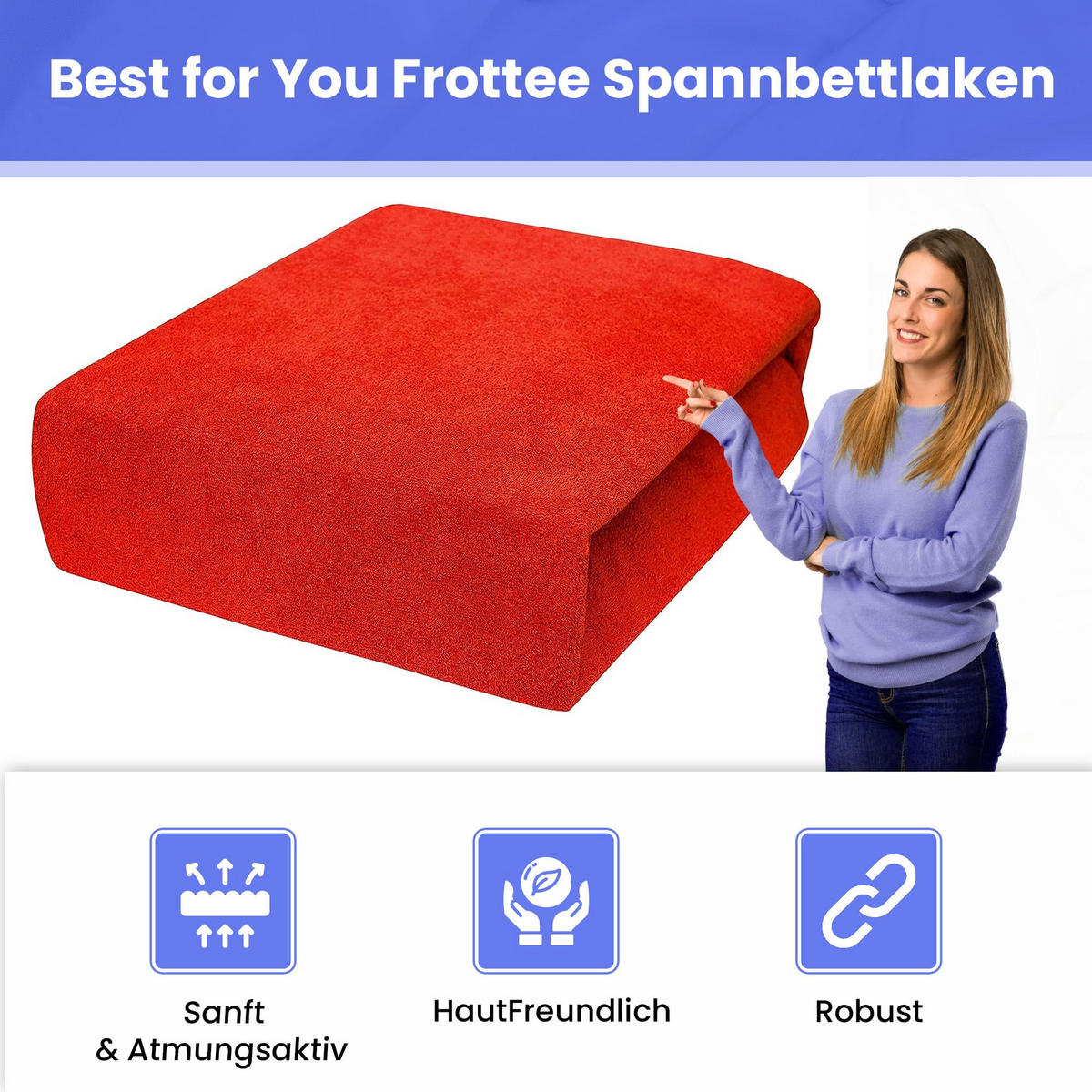 SPANNBETTLAKEN 160/200 cm, Frottee Elastisch 100 % Baumwolle Rot - Rot, Textil (160/200cm) - Best For Home