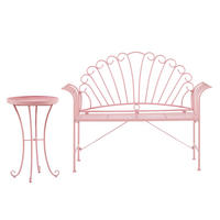 BALKONSET 2-Sitzer rosa Metall Bank mit Beistelltisch Cavinia - Pink, Metall - Beliani