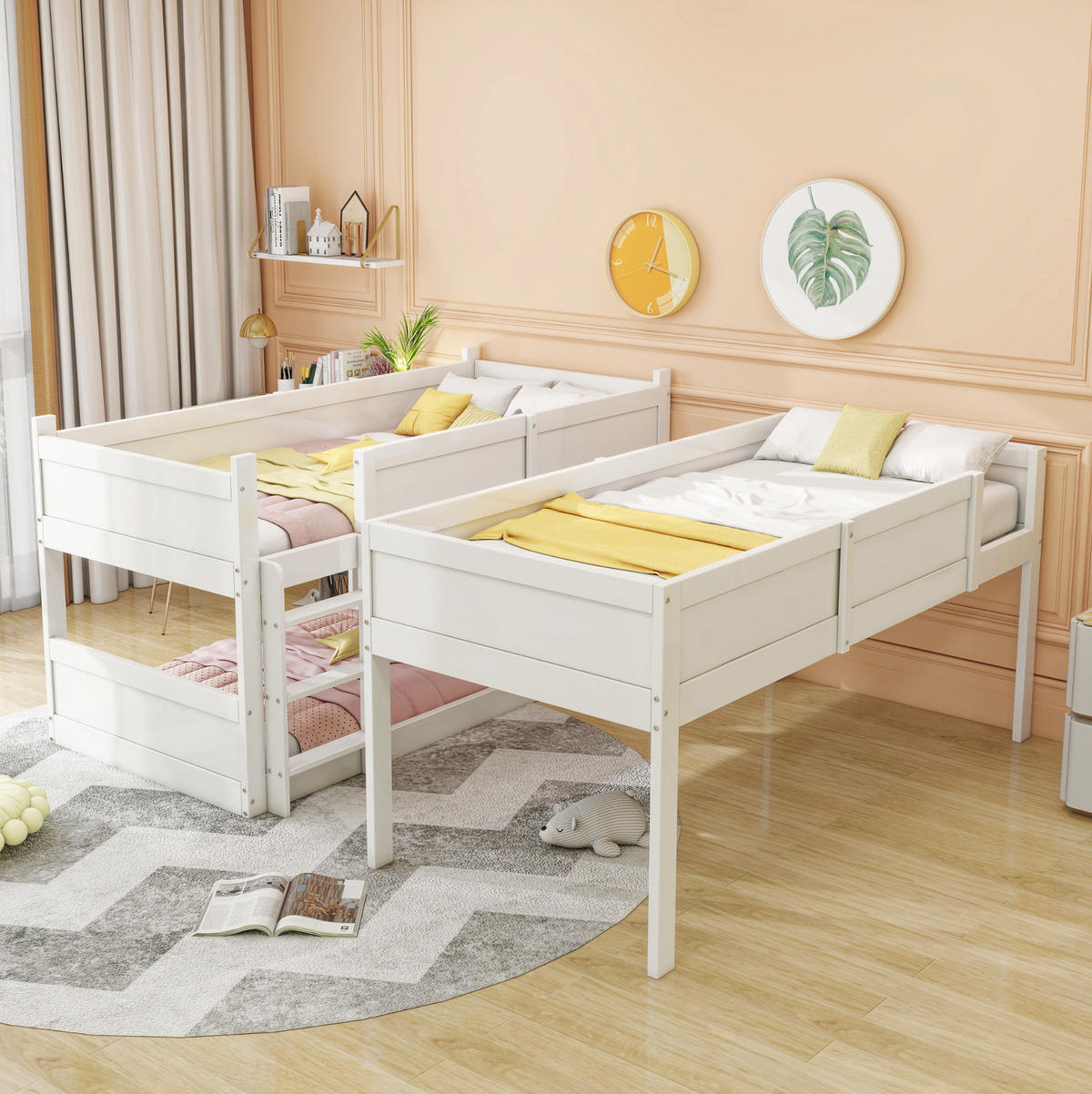 ETAGENBETT aus Holz 90x200 cm in Weiß mit 3 Schlafplätzen - Weiß, Holzwerkstoff (90/200cm) - Modfu
