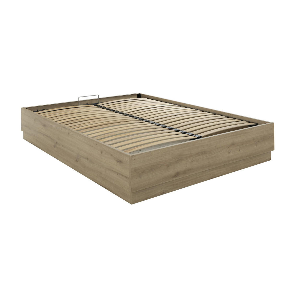 BETTKASTEN 160 x 200 cm Dekor Eiche TIDY 165/204/36 cm - Eschefarben, Holzwerkstoff (200/160cm) - Calicosy