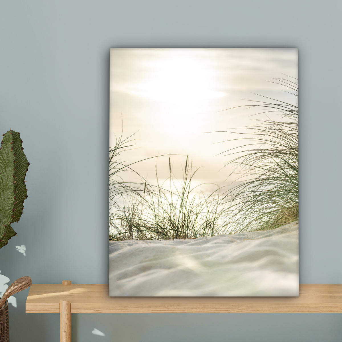 LEINWANDBILD Dünen mit Strandhafer in der Sonne des Nationalparks Schleswig-Holsteinisches Wattenmeer 30x40 cm - Creme, Textil (30/40cm) - MuchoWow