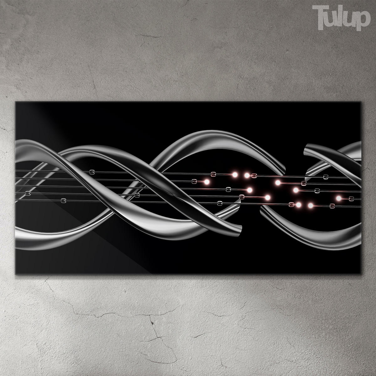 GLASBILD 120x60 cm Moderne Kunst - Silberfarben/Schwarz, Glas (120/60cm) - TULUP